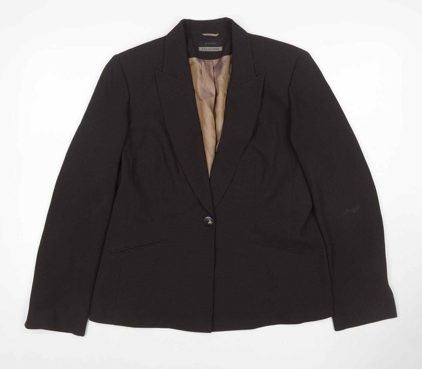 Principles Women’s Brown Size 16 One Button Lined Blazer Jacket