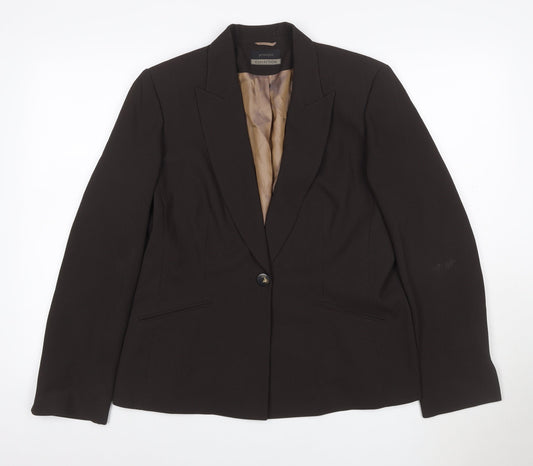 Principles Women’s Brown Size 16 One Button Lined Blazer Jacket