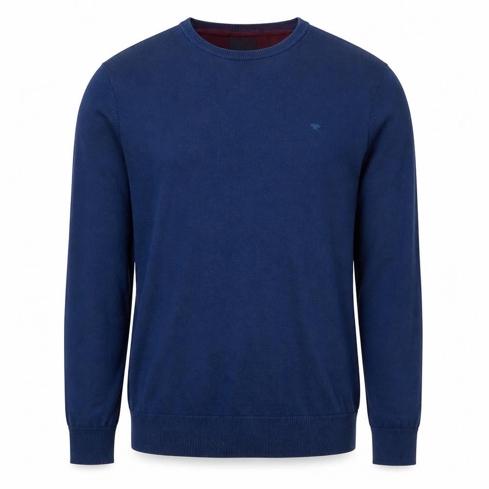 Tom Tailor Men's Blue L Cotton Crew Neck Logo Pullover Jumper