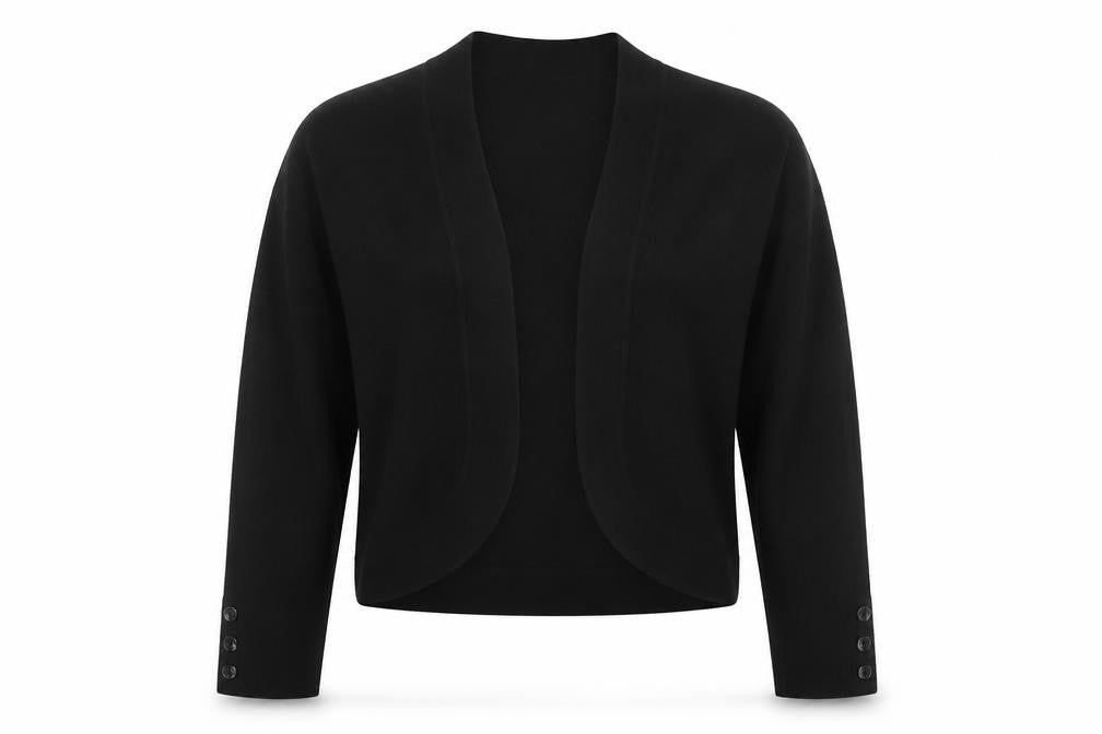 Collection Debenhams Women Black Size 14 Open V-Neck Knit Cardigan