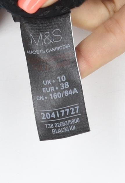 Marks & Spencer Women Black UK 10 Open Sequin Knit Cardigan
