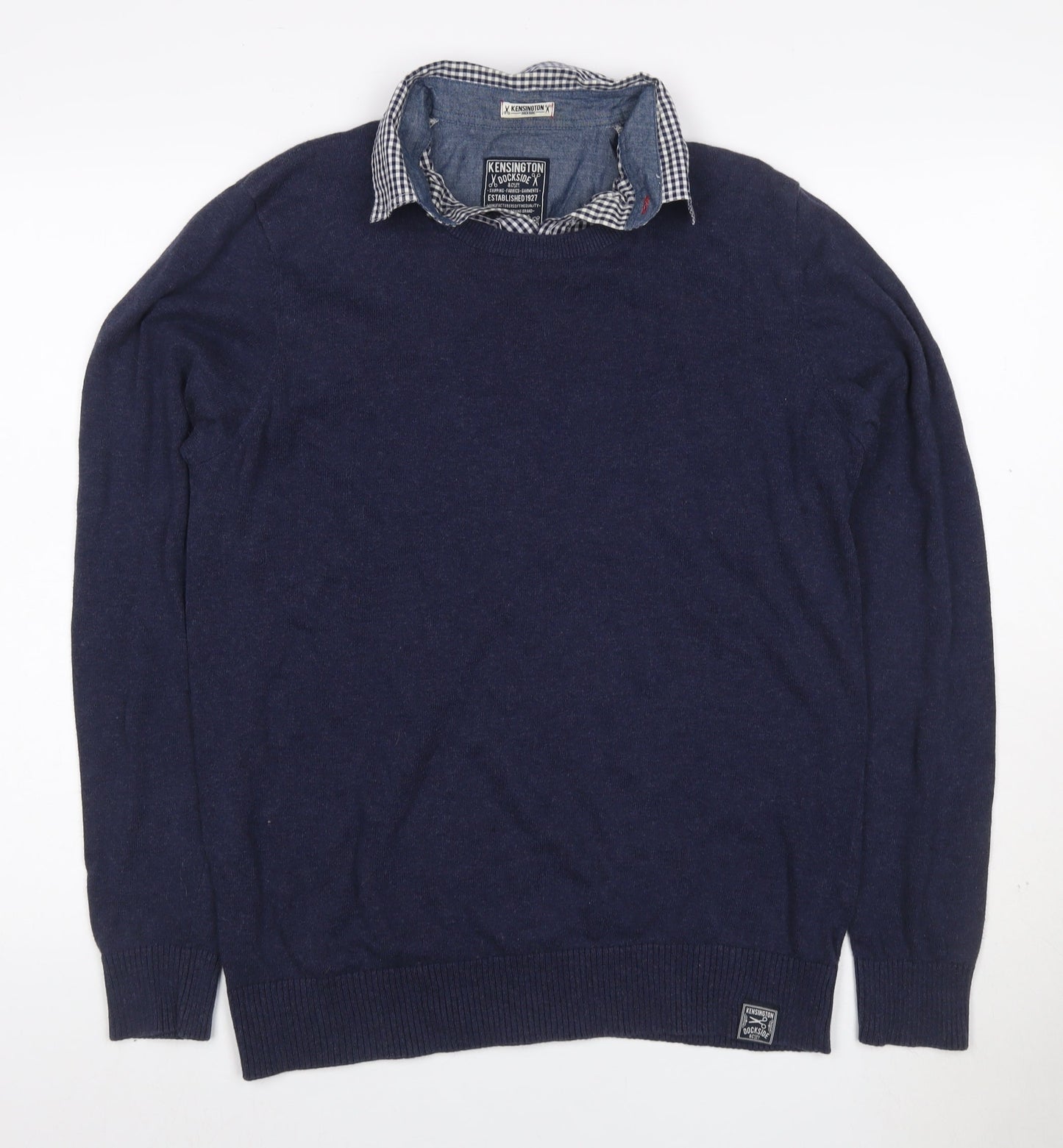 Kensington Dockside Men's Navy M Collared Cotton Knit Pullover Jumper