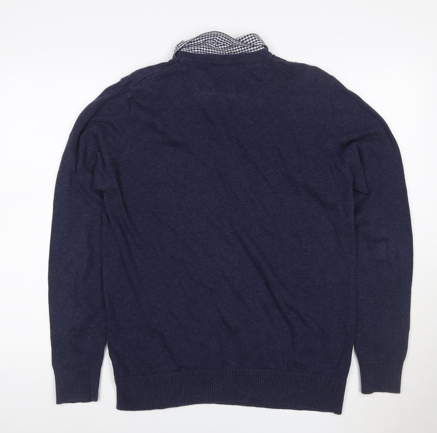 Kensington Dockside Men's Navy M Collared Cotton Knit Pullover Jumper