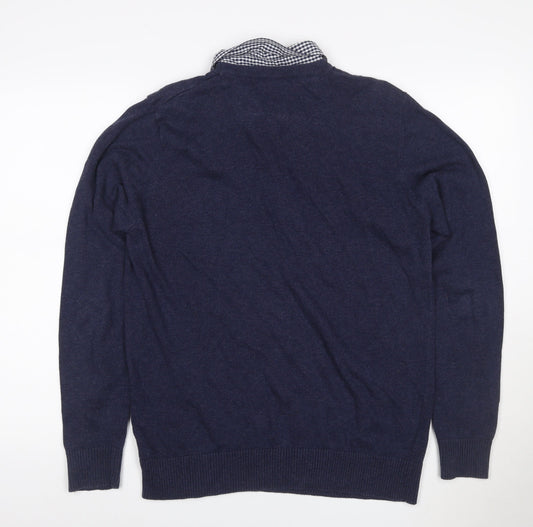 Kensington Dockside Men's Navy M Collared Cotton Knit Pullover Jumper