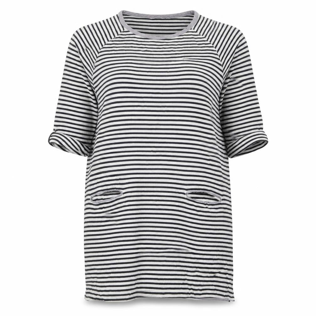 Next Women Black White Stripe UK 20 T-Shirt Dress Pockets Jersey