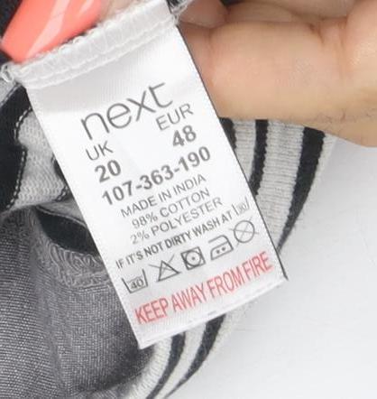 Next Women Black White Stripe UK 20 T-Shirt Dress Pockets Jersey
