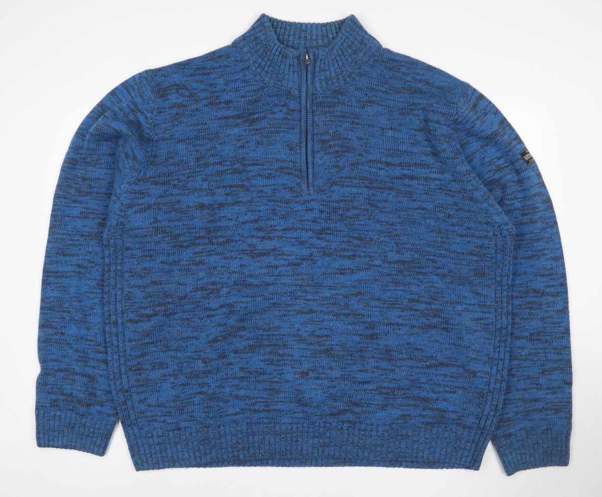 Back view of Atlas for Men Men's Blue 4XL Quarter Zip High Neck Knit Jumper