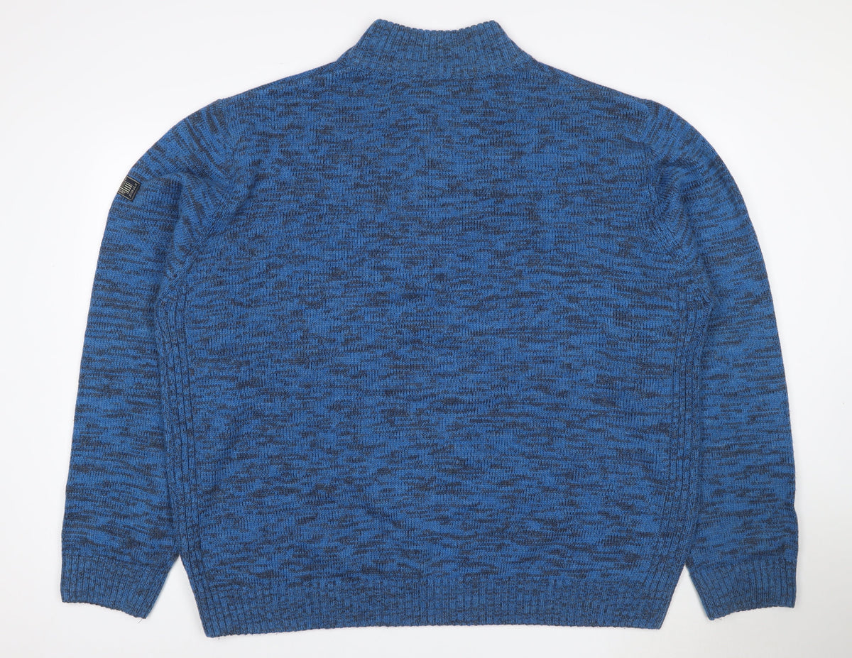 Close-up detail of Atlas for Men Men's Blue 4XL Quarter Zip High Neck Knit Jumper