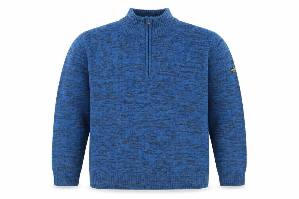 Front view of Atlas for Men Men's Blue 4XL Quarter Zip High Neck Knit Jumper