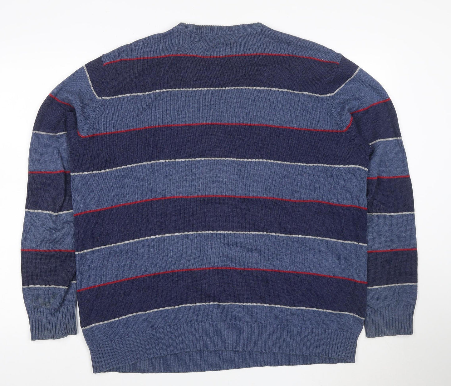Maine New England Men’s Blue Striped Cotton Knit Pullover Jumper XL