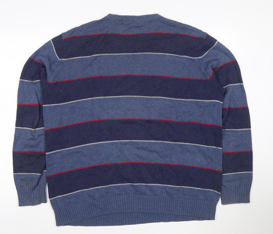 Maine New England Men’s Blue Striped Cotton Knit Pullover Jumper XL