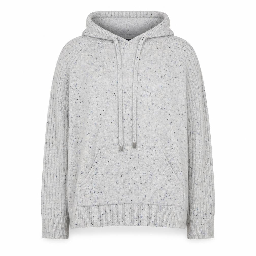 Marks and Spencer Women Grey L Speckled Knit Pullover Hoodie