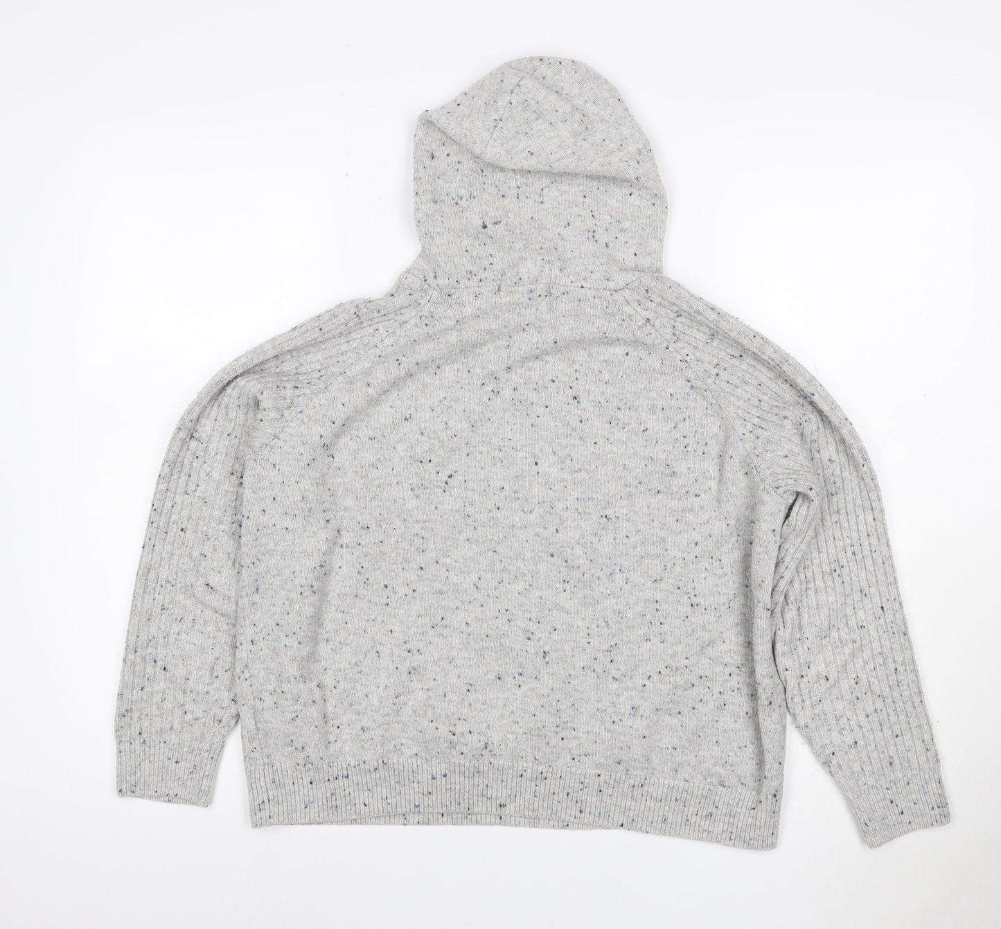 Marks and Spencer Women Grey L Speckled Knit Pullover Hoodie