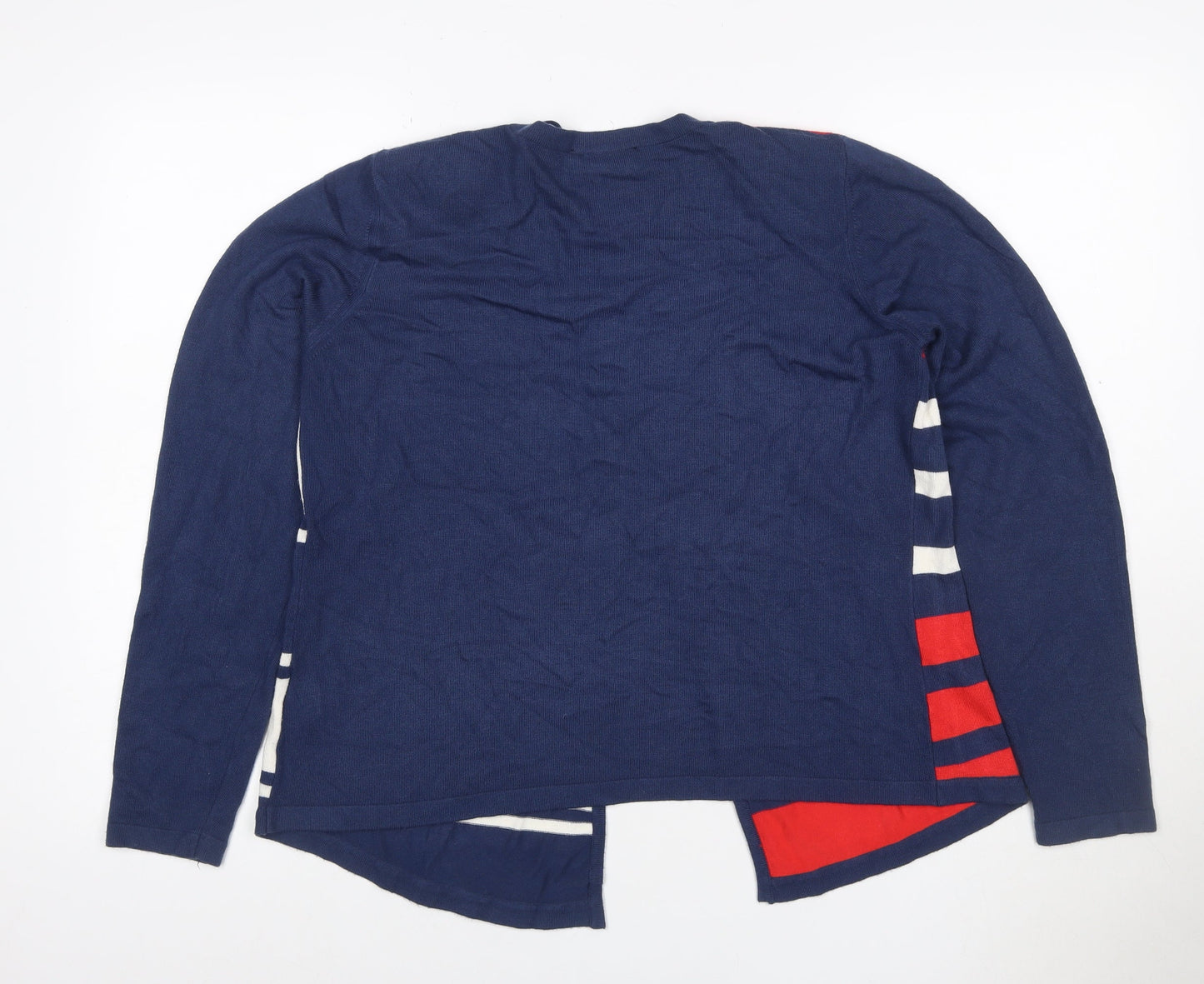 Eugen Klein Women’s Navy Red White Striped Open Cardigan UK 12