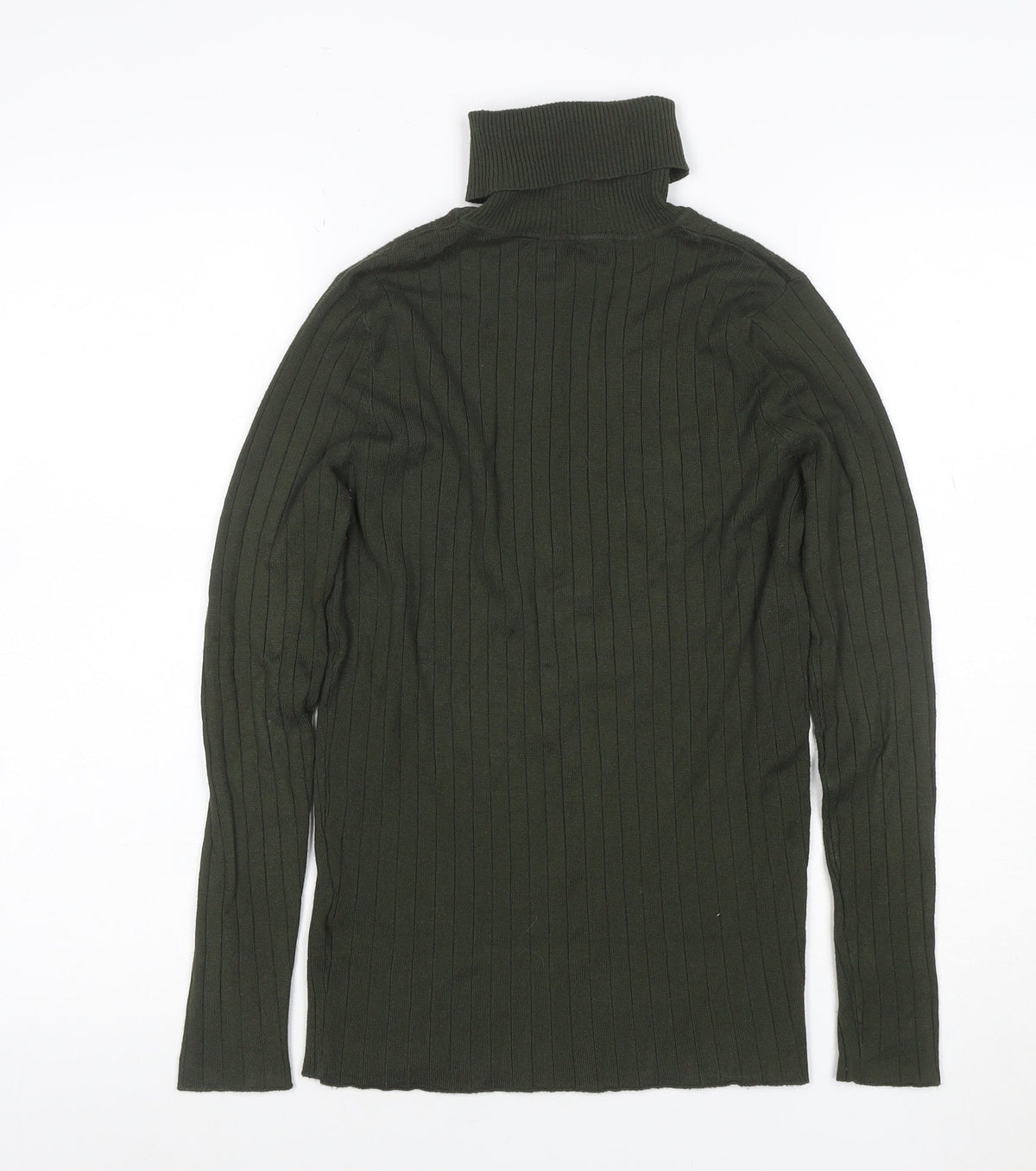 Heart and Soul Women Green UK 12 Ribbed Roll Neck Jersey Top