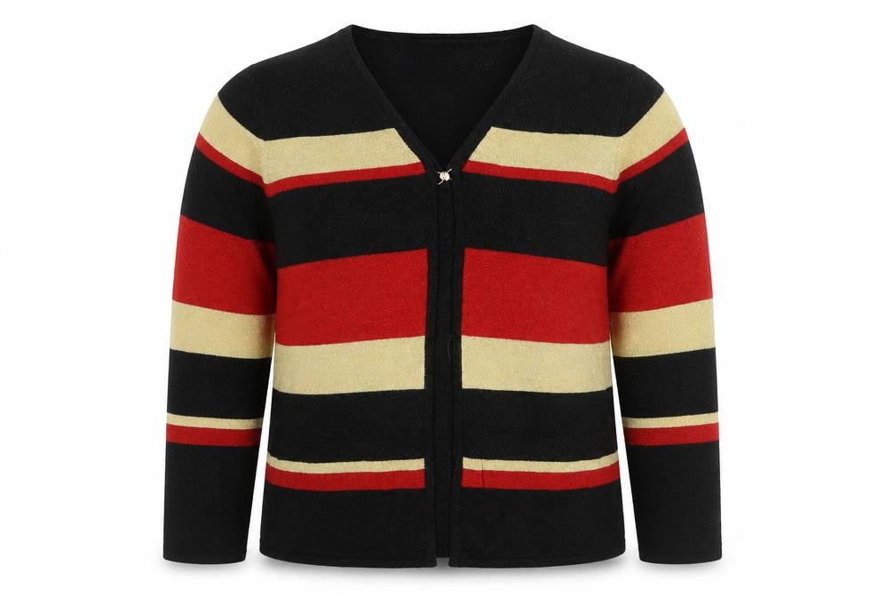 Sag Harbor Women Multicoloured UK 10 Striped Metallic Knit Cardigan