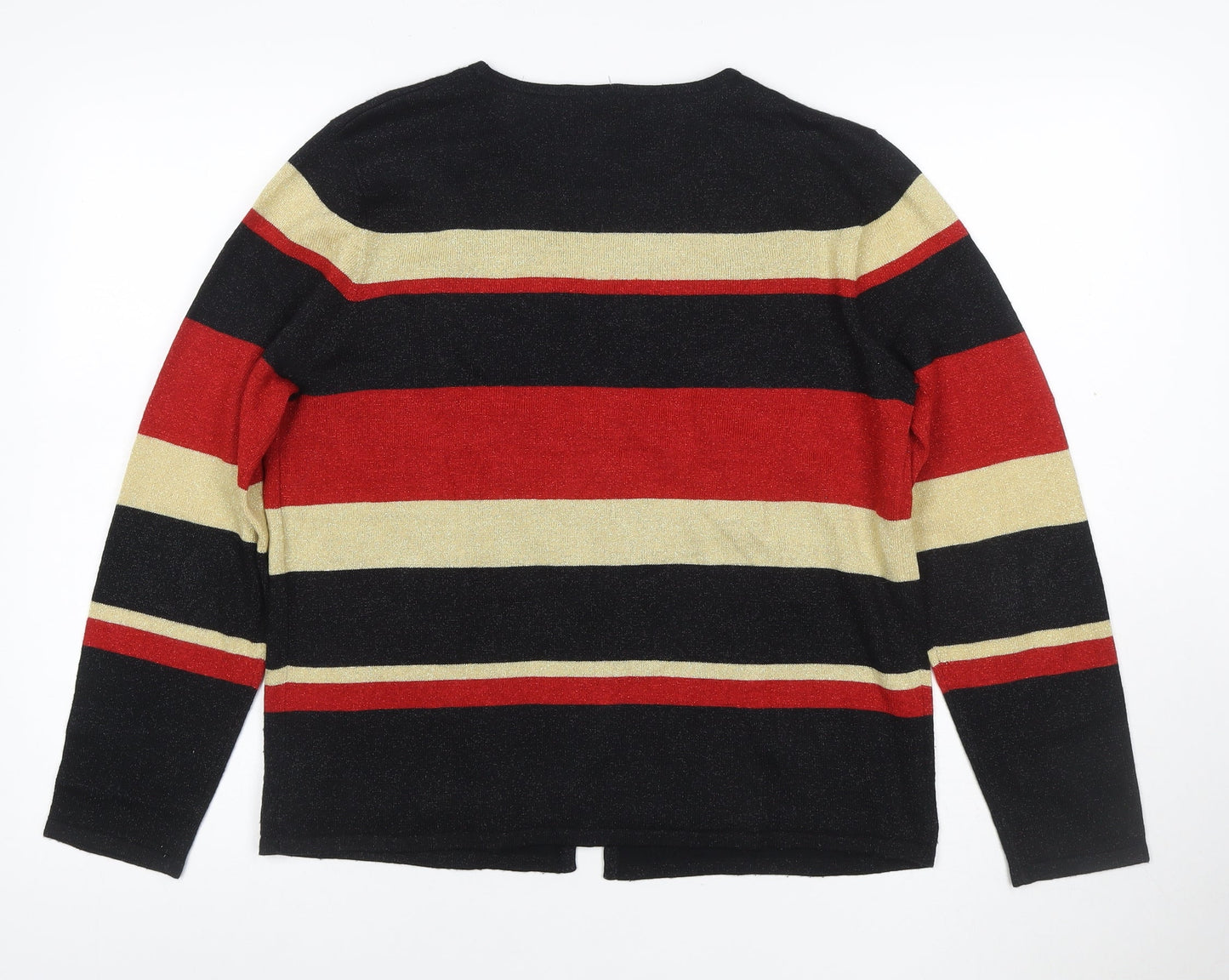 Sag Harbor Women Multicoloured UK 10 Striped Metallic Knit Cardigan