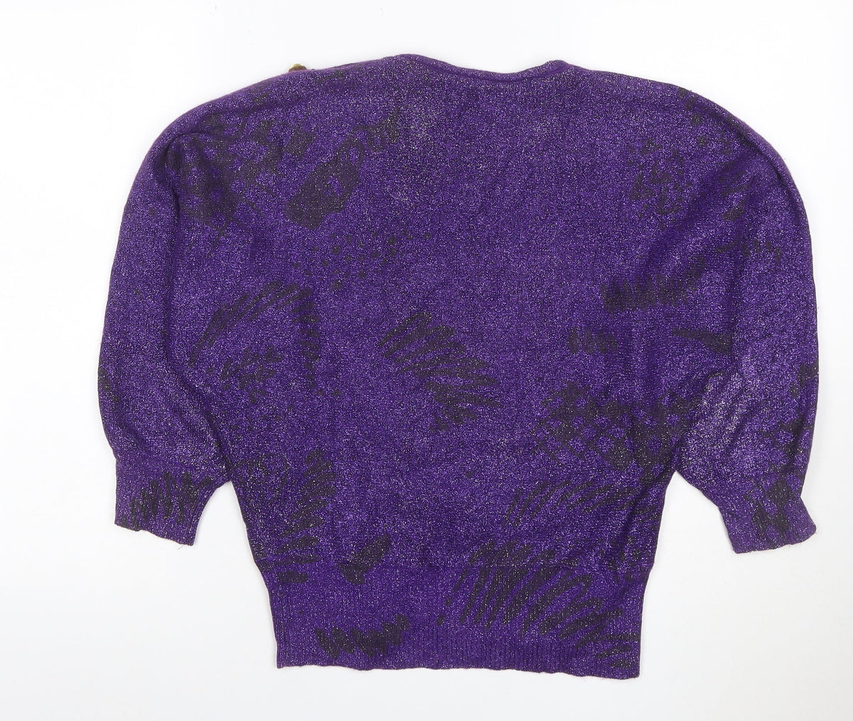 Orient Green Women’s Purple M Sequin Glitter 80s Star Knit Jumper