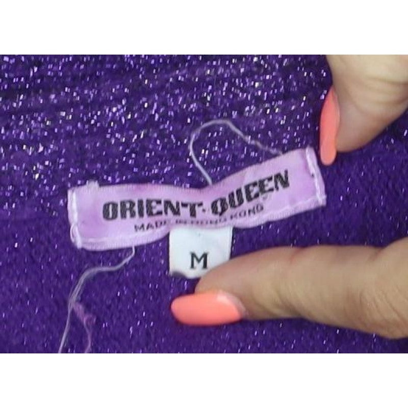 Orient Green Women’s Purple M Sequin Glitter 80s Star Knit Jumper