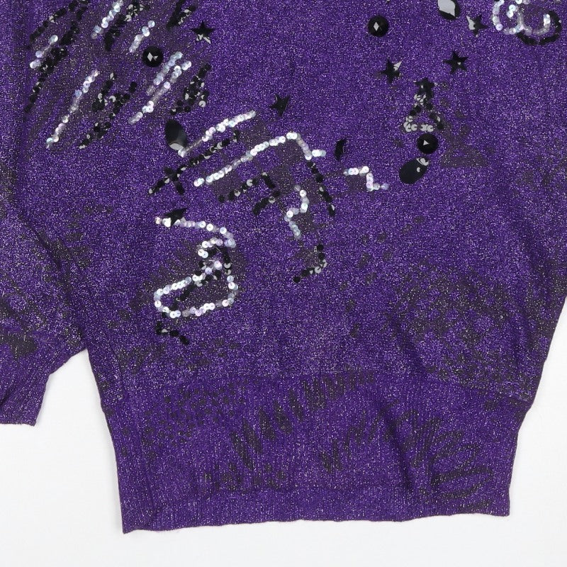 Orient Green Women’s Purple M Sequin Glitter 80s Star Knit Jumper