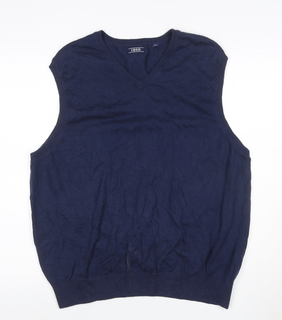 Izod Men's Navy Blue L V-Neck Sleeveless Cotton Blend Knit Vest
