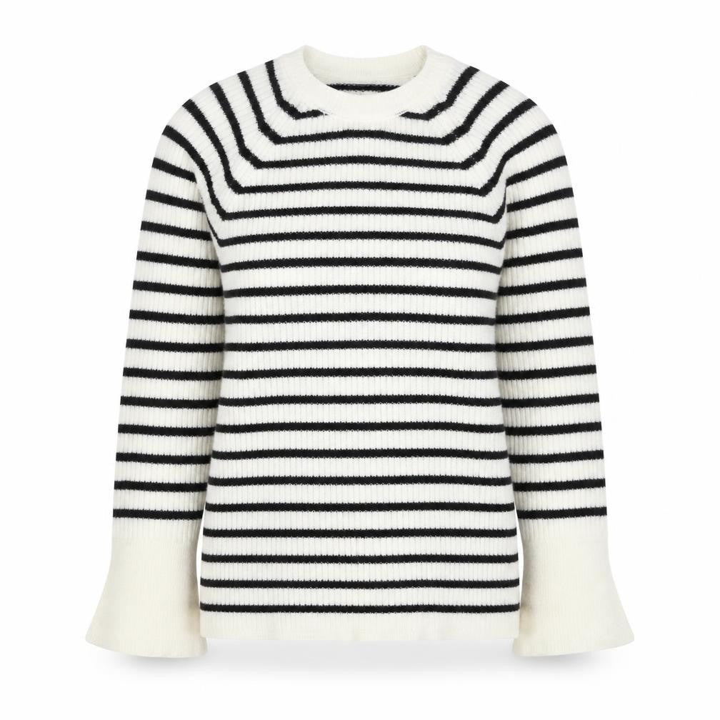 Dorothy Perkins Women’s Ivory Black Stripe Bell Sleeve Jumper UK 12