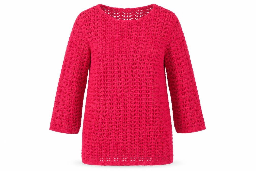 Chico's Women Pink UK 10 Open-Knit Long Sleeve Tunic Jumper