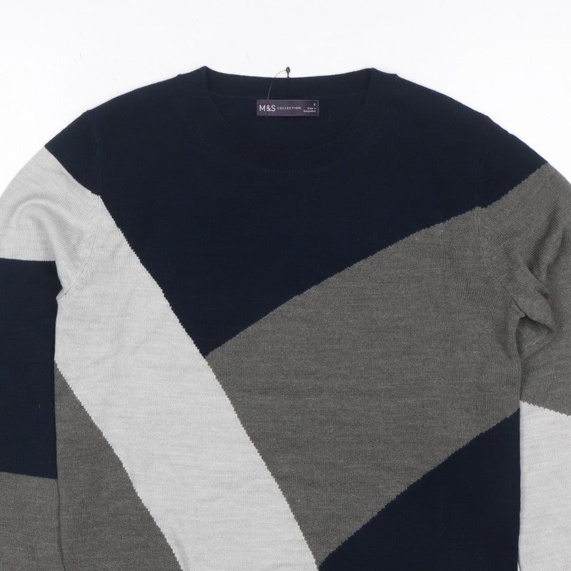 Marks and Spencer Women Multicoloured UK 8 Geometric Knit Pullover Jumper