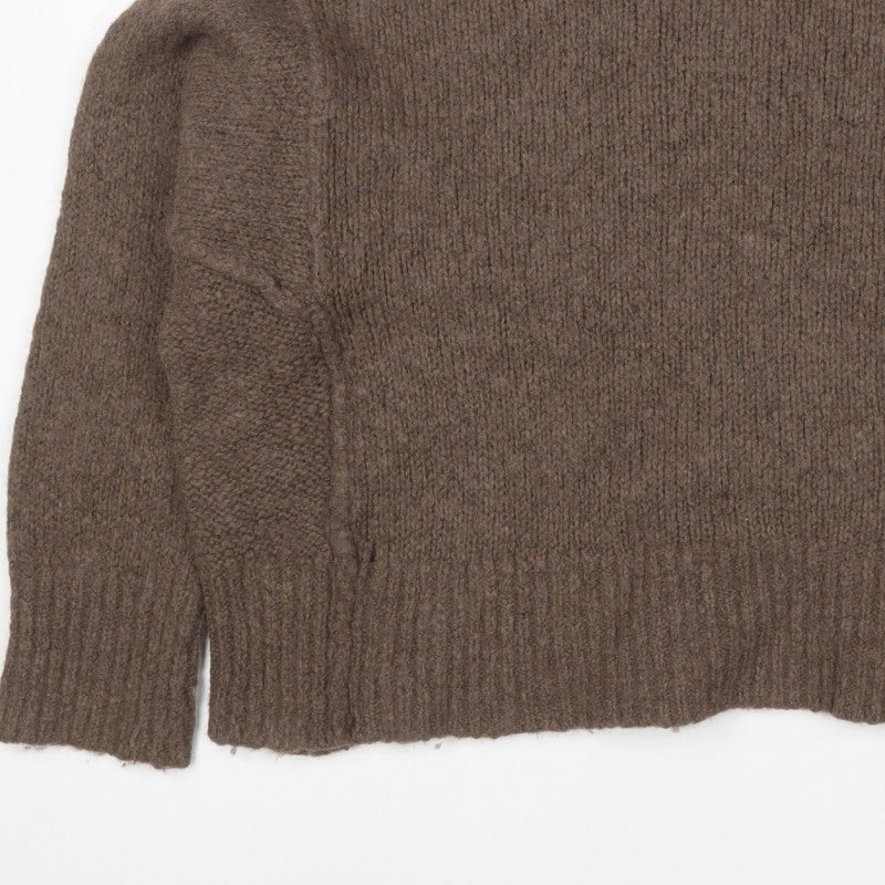 Topshop Women’s Brown Size 12 Roll Neck Oversized Knit Jumper