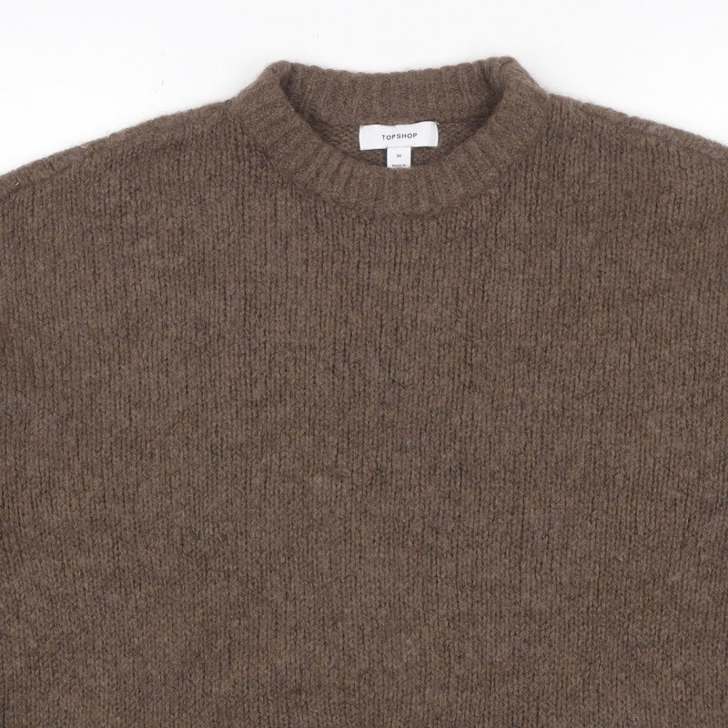 Topshop Women’s Brown Size 12 Roll Neck Oversized Knit Jumper