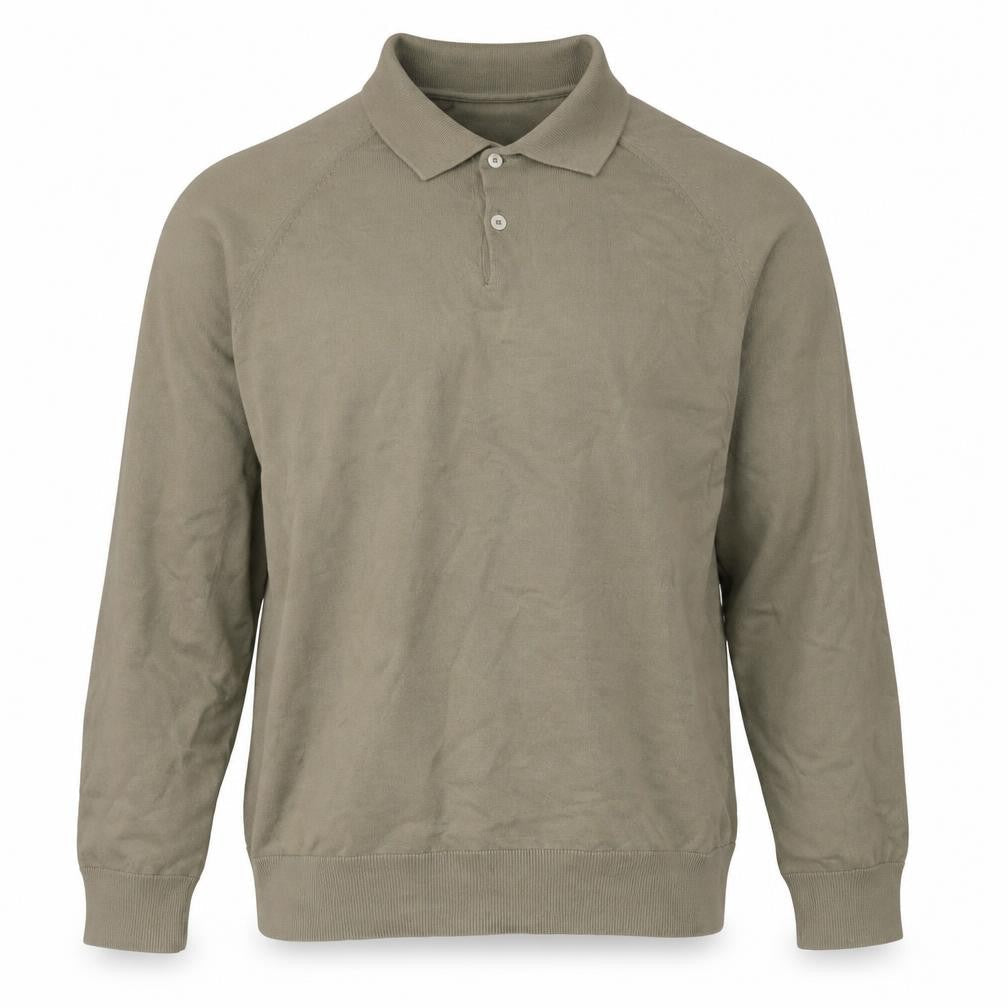 Marks and Spencer Mens Beige M Long Sleeve Cotton Rich Knit Polo
