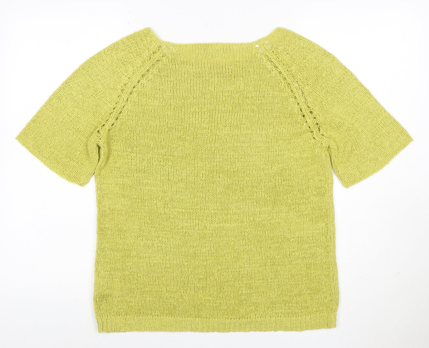 Marks and Spencer Women Yellow UK 12 Knit Short Sleeve Raglan Top