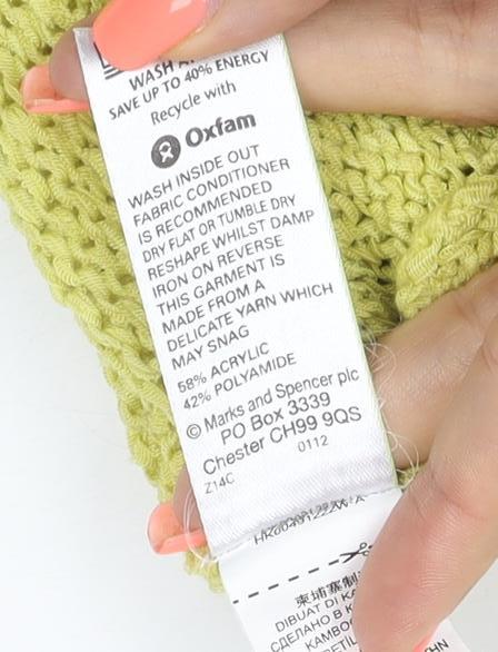 Marks and Spencer Women Yellow UK 12 Knit Short Sleeve Raglan Top