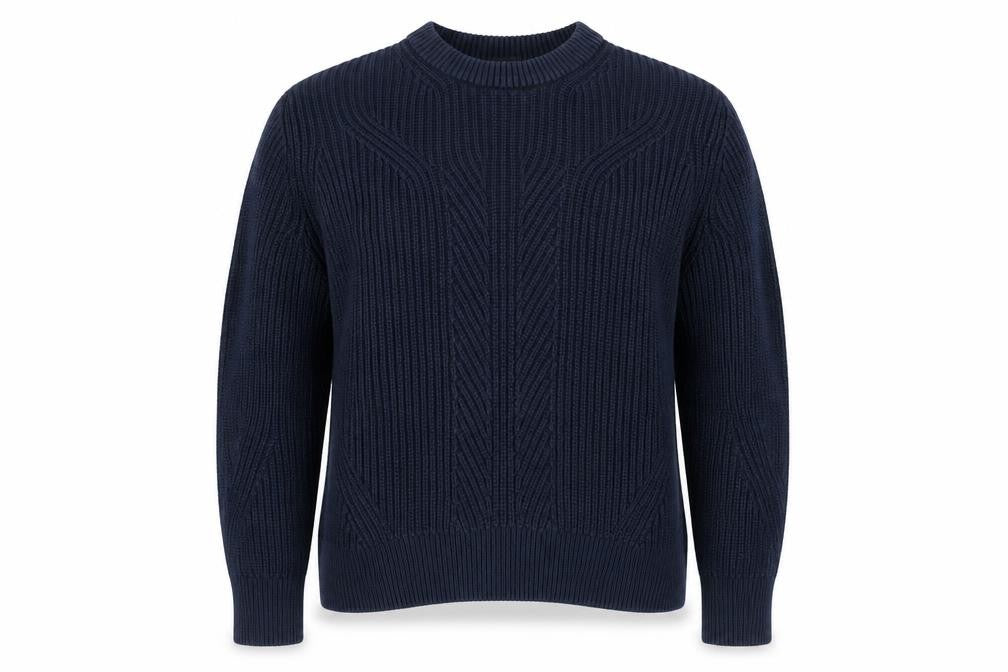 Marks & Spencer Women Blue M Cable Knit Cotton Crew Neck Jumper