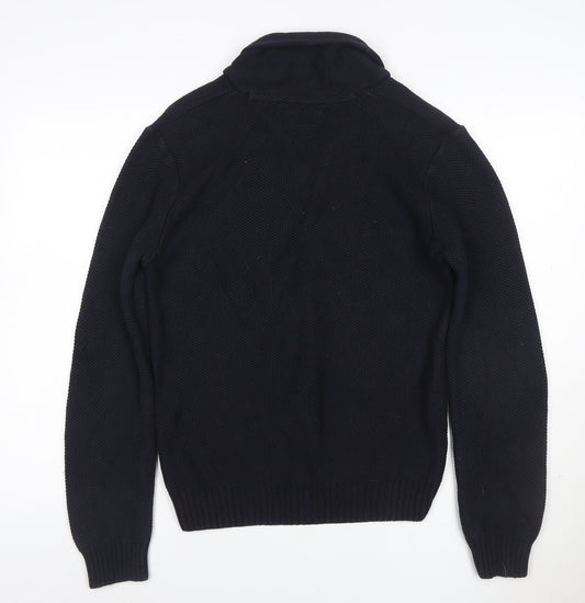 Next Men’s Navy Blue Medium Button Neck Knit Pullover Jumper