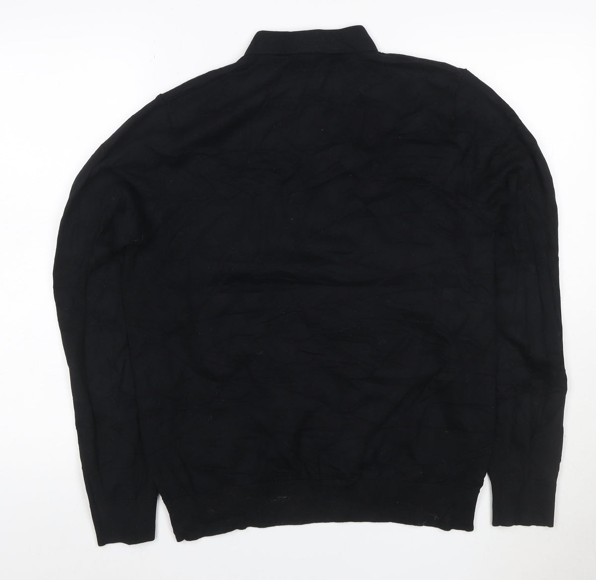 Next Men’s Black M Long Sleeve Cotton Stretch Polo Shirt