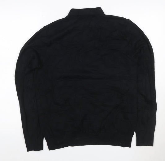 Next Men’s Black M Long Sleeve Cotton Stretch Polo Shirt
