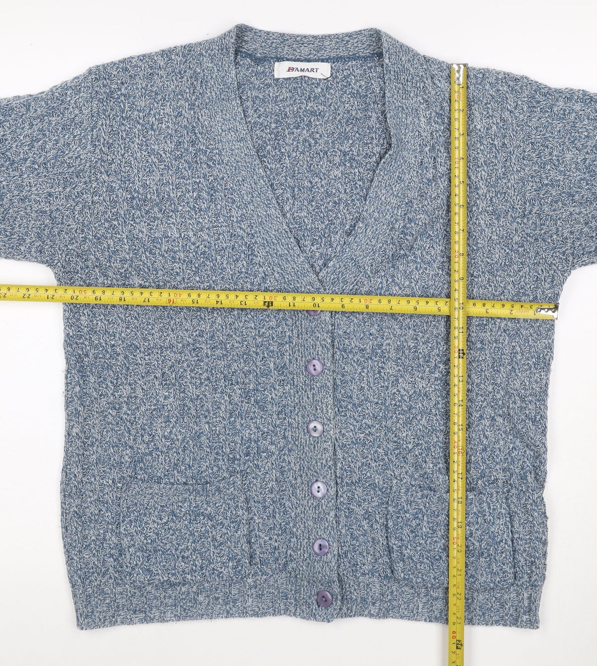 Damart Women's Blue Acrylic Knit V-Neck Button Cardigan UK 16