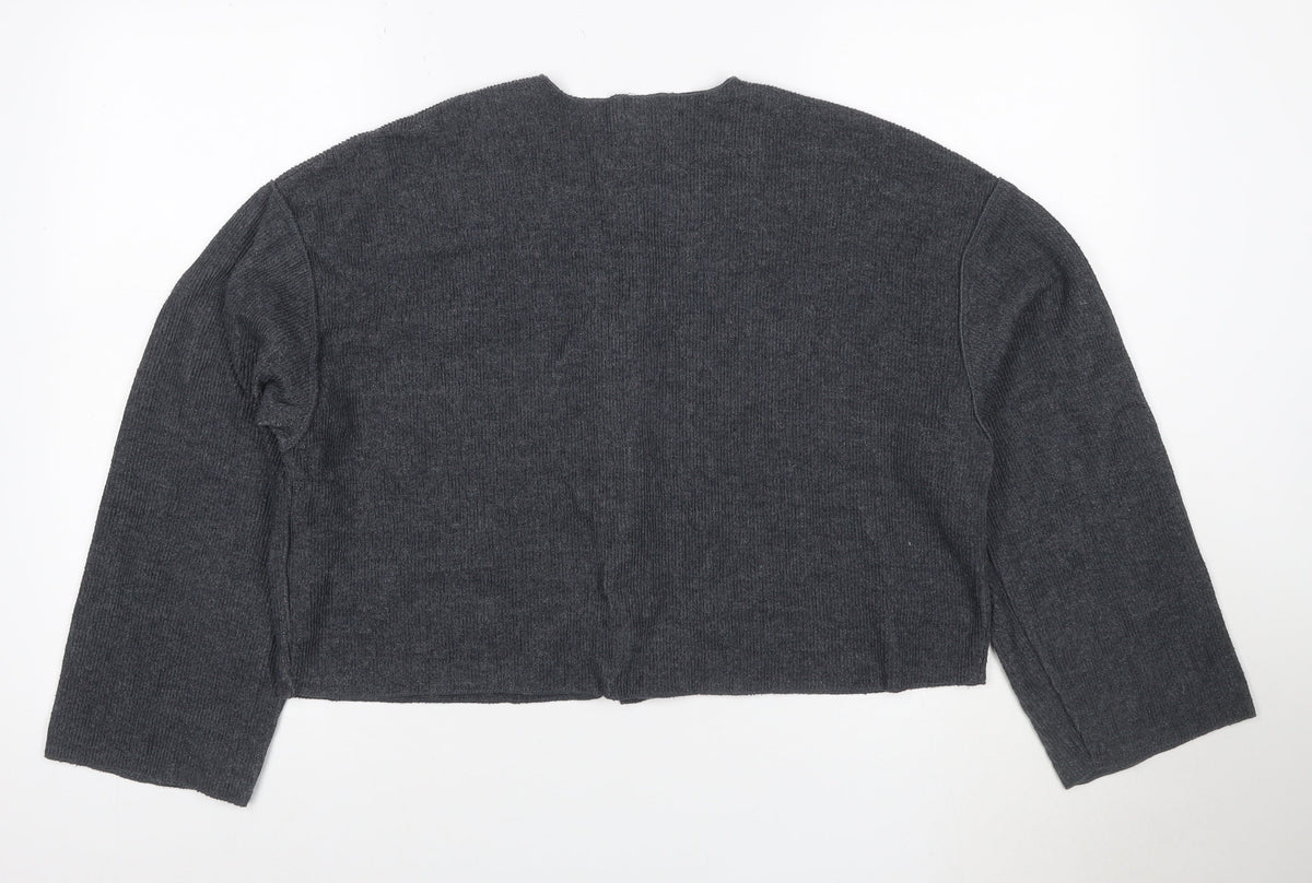 Zara Women’s Grey M Button Front Knit Cardigan Long Sleeve