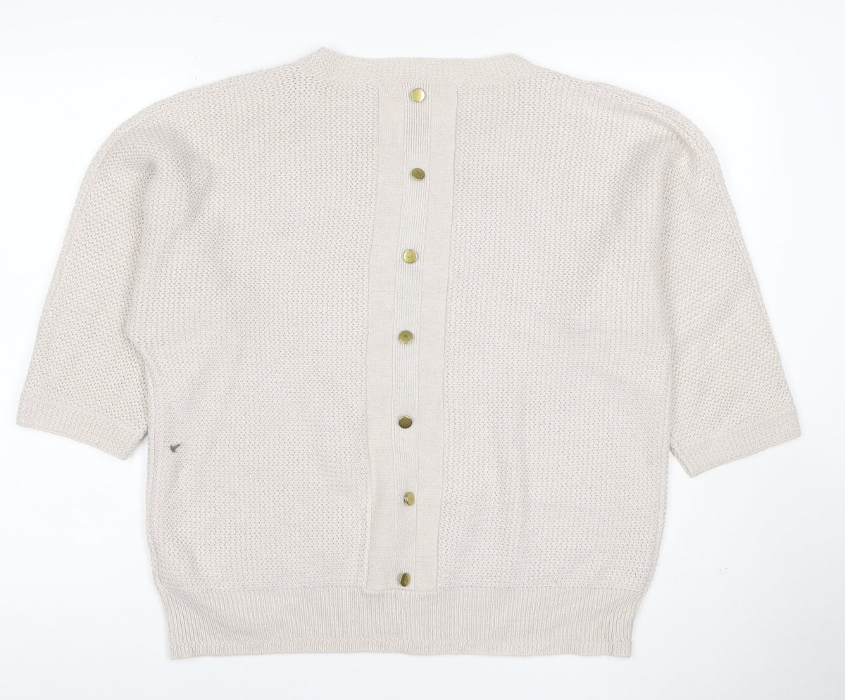 Back view of Autograph Women Ivory UK 16 3/4 Sleeve Glitter Knit Cardigan