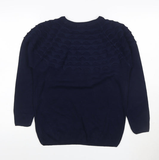 ME Men's Navy Blue M Cable Knit Crew Neck Pullover Jumper Stretch