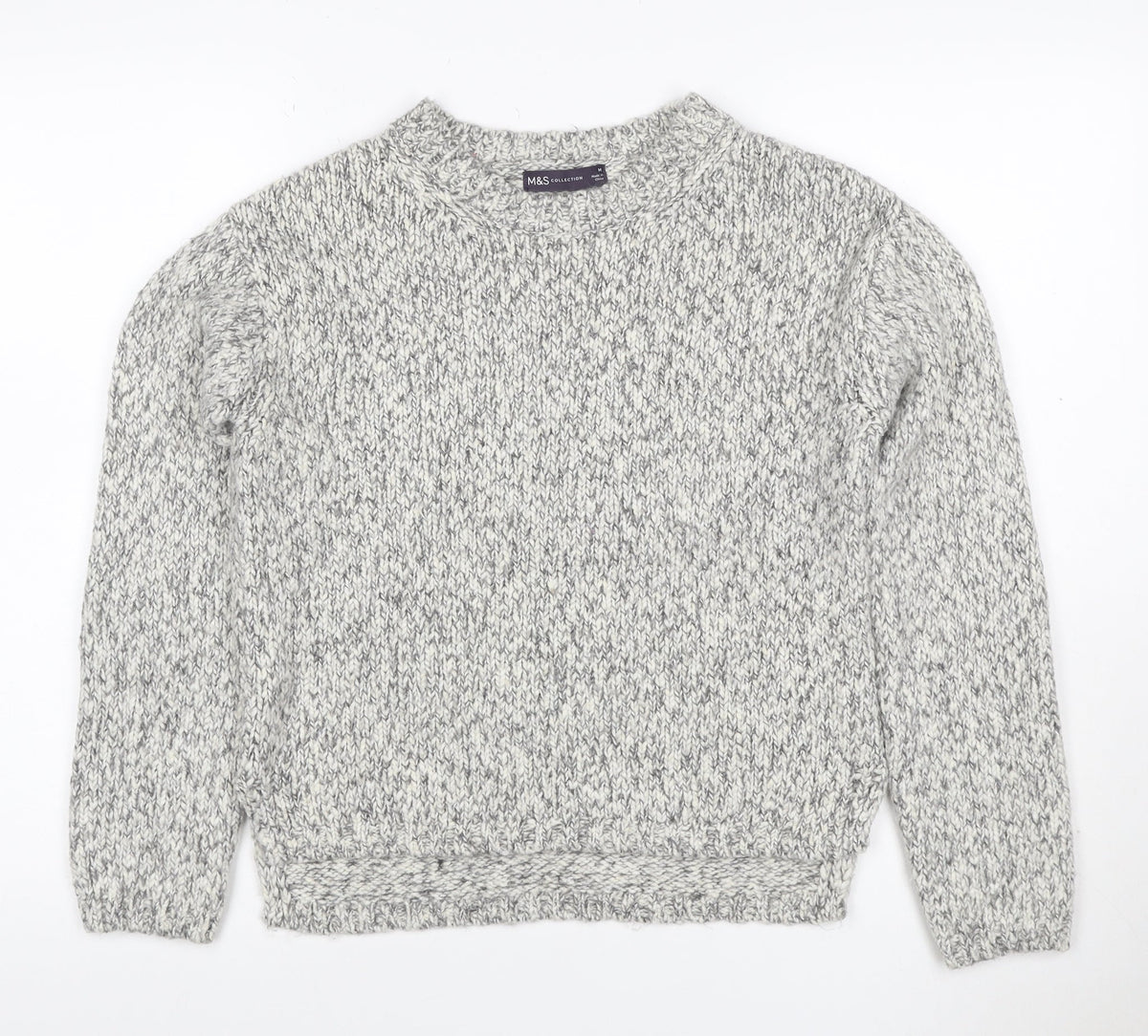 Marks & Spencer Women Grey M Chunky Knit Raglan Pullover Jumper