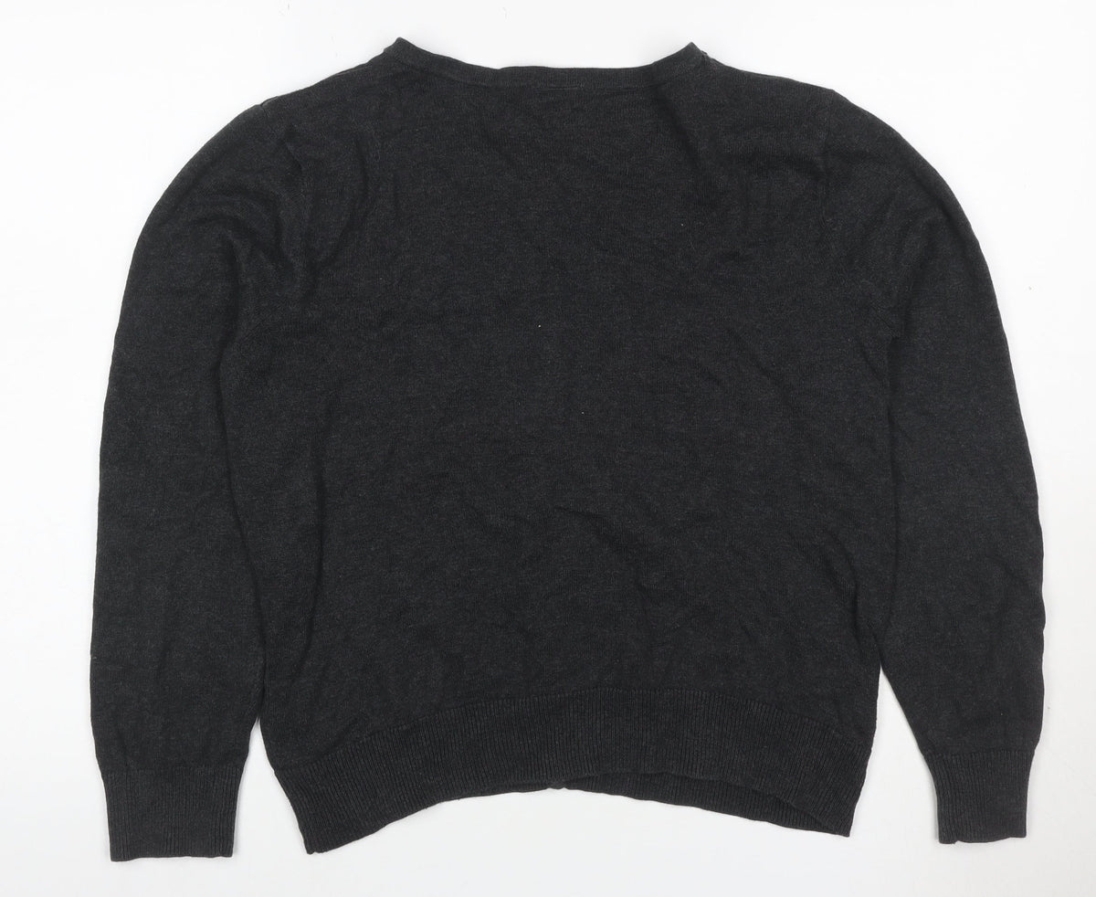 H&M Basic Women’s Black L Viscose Blend Button Knit Cardigan
