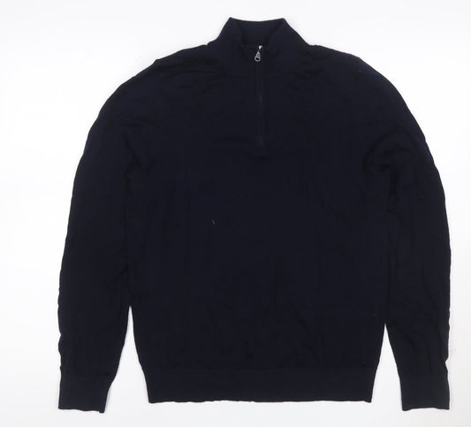 Autograph Men’s Black S Merino Wool 1/4 Zip High Neck Jumper