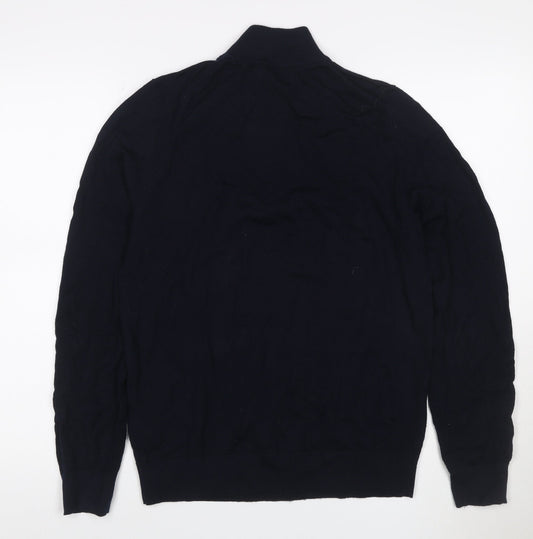Autograph Men’s Black S Merino Wool 1/4 Zip High Neck Jumper