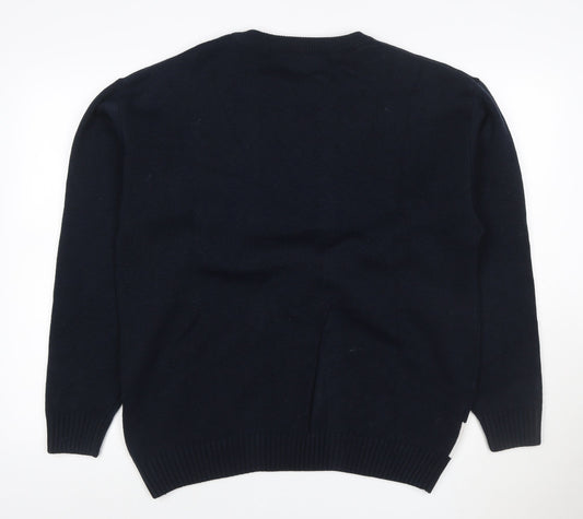 Christmas Jumper King Men’s Blue XL Snowman Crew Neck Knit Pullover