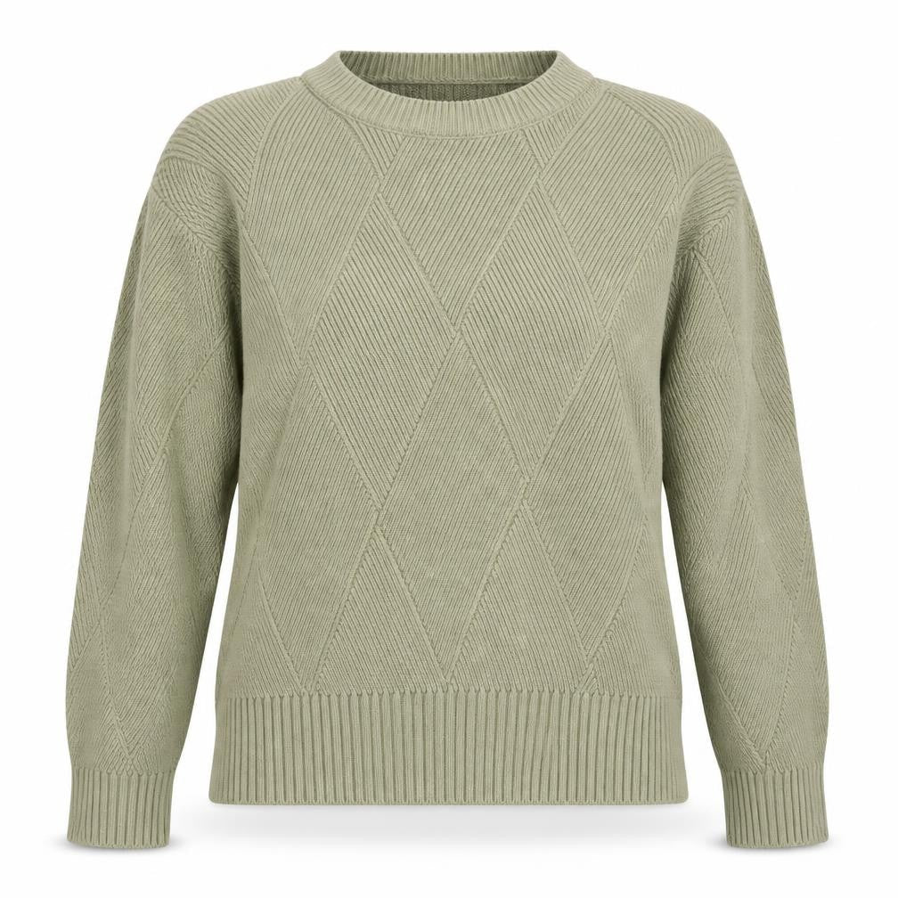 Marks & Spencer Women Green S Cotton Blend Argyle Knit Pullover Jumper