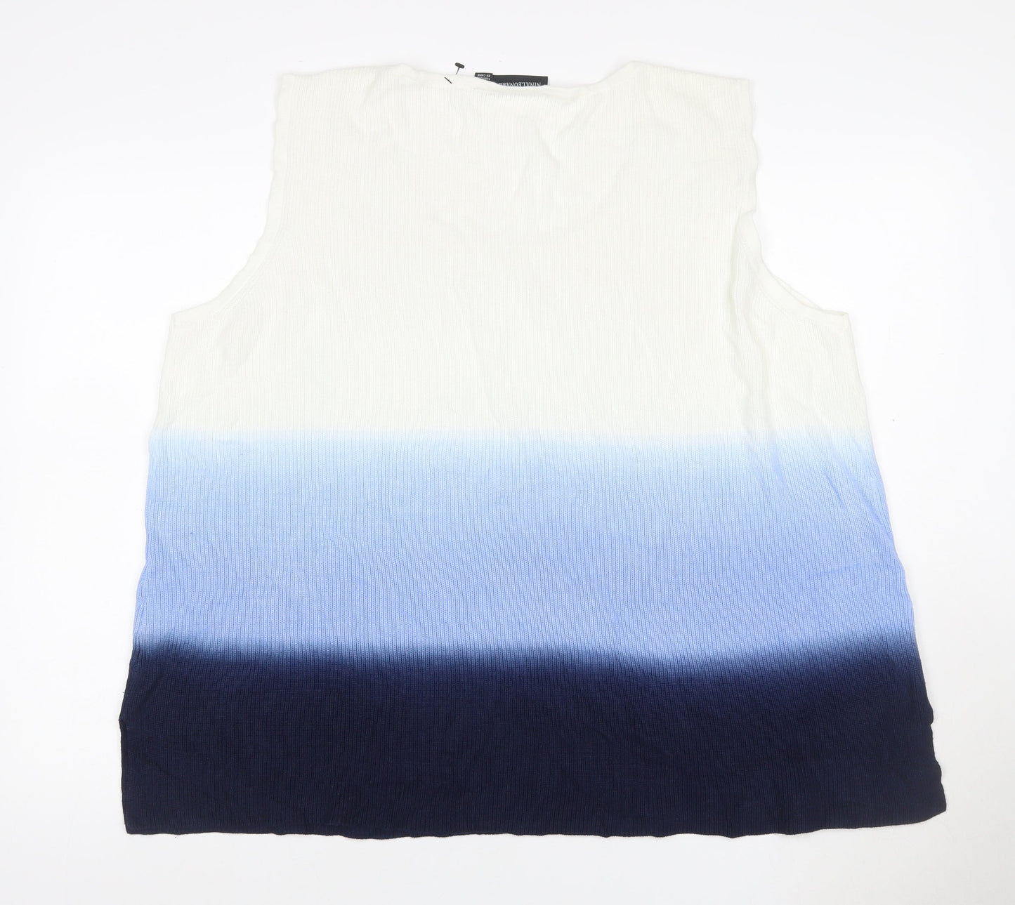 Nina Leonard Women’s Multicoloured XL Ombre Rib Knit Sleeveless Vest Jumper