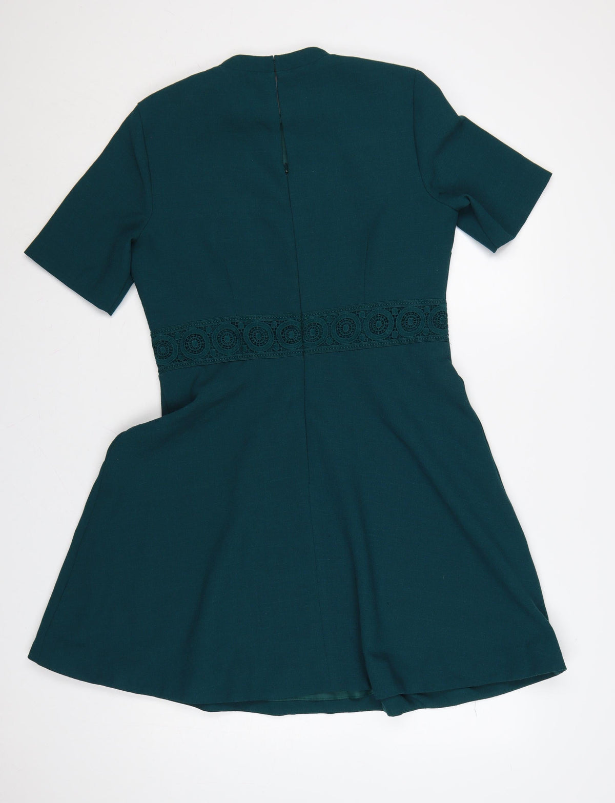 Oasis Women Green UK 14 Fit & Flare Knee Dress Lace Trim