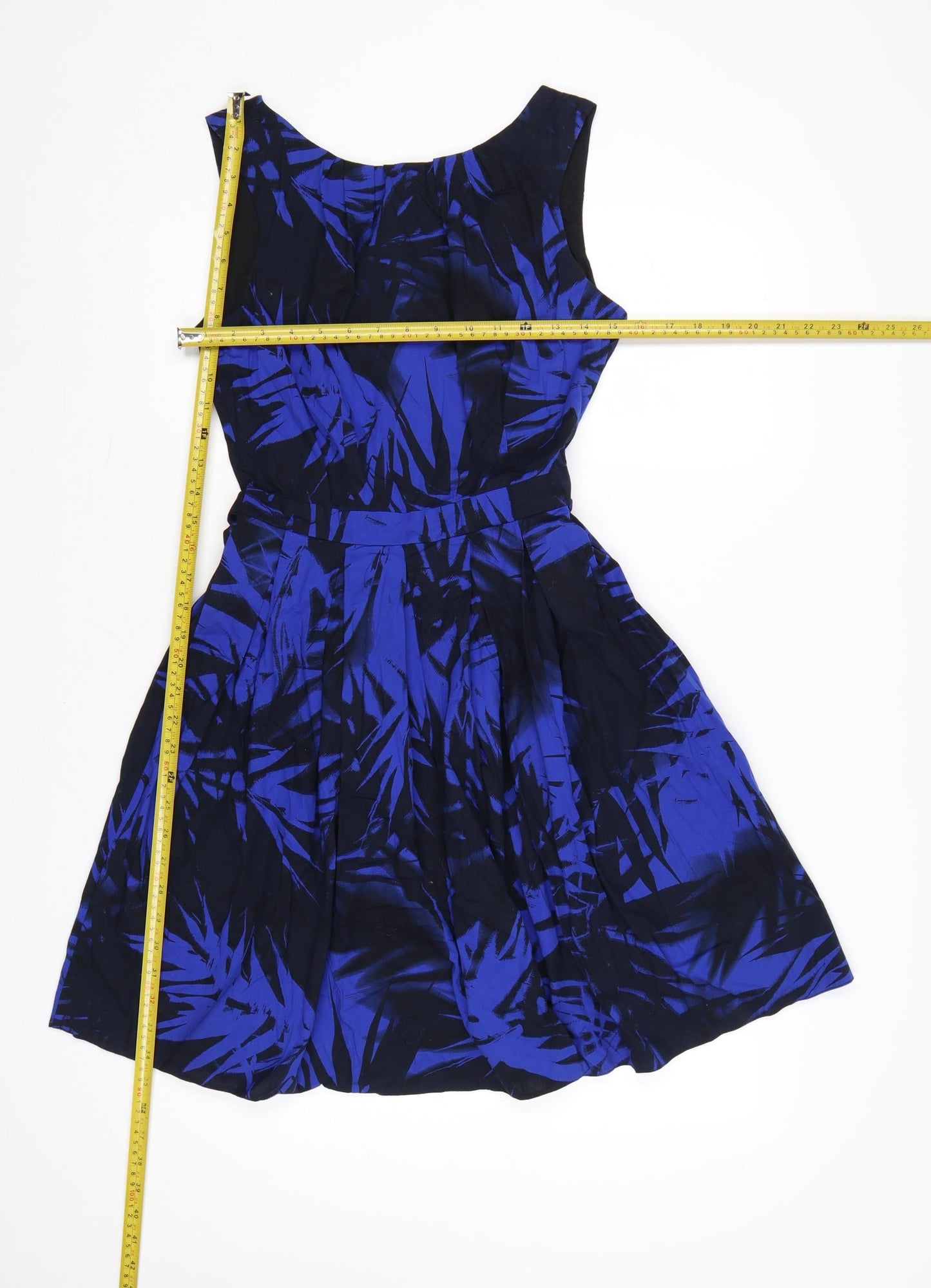 Red Herring Women’s Blue Floral Fit & Flare Belted Dress UK 10